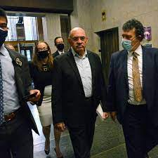 Allen weisselberg is escorted to his arraignment hearing in new york city on 1 july. F0lgasbkzpxc0m