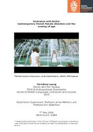 Maybe you would like to learn more about one of these? Doc Innocence And Desire Contemporary French Female Directors And The Coming Of Age Christine Leang Academia Edu
