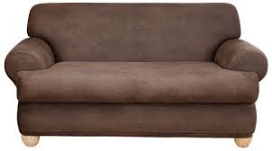 A slipcover is a protective covering that you can use to cover a piece of upholstered furniture such as a sofa or a chair. Sure Fit Stretch Leather 2 Piece Sofa Slipcover Brown Sf37330 Buy Online In Grenada At Grenada Desertcart Com Productid 4244746