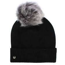 Ugg Luxe Cuff Black Pom Pom Hat Found On Polyvore Featuring Accessories Hats Ugg Hat Ugg Pom Pom Hat Black Pom Pom Hat Ugg Hats Womens Designer Accessories