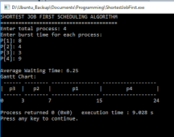 Shortest Job First Scheduling Algorithm In C With Gantt