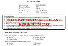 You can do the exercises online or download the worksheet as pdf. Soal Dan Kunci Jawaban Pat Penjaskes Smp Kelas 7 Kurikulum 2013 Tahun Pelajaran 2018 2019 Didno76 Com