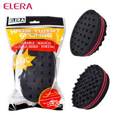 Elera Oval Dobro Sides Magia Torcao Cabelo Pincel De Esponja Pincel De Esponja Para O Natural Afro Onda Bobina Dread Twist Curls Hair Brush Twist Hairstyles