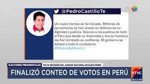 Castillo se ha declarado vencedor antes de que finalice el conteo de los votos. Elecciones Peru Finaliza Conteo De Votos Con Ventaja Para Castillo