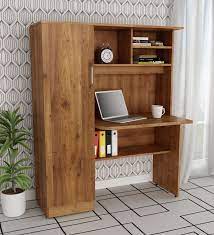 A wide variety of study table bookshelf options are available to you, such as general use, design style, and material. Buy Study Table With Book Shelves Cabinet In Knotty Wood Finish By Crystal Furnitech Online Hutch Desks Tables Furniture Pepperfry Product