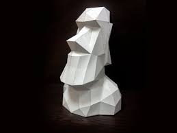 Printable Paper Model Of Moai 3d Papercraft Model Download Etsy In 2021 Paper Models Printable Paper Paper Crafts