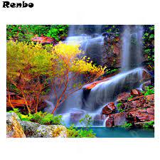 Air yang begitu deras menyebabkan deburan air yang akan membasahi anda ketika akan mendekatinya. Air Terjun 5d Diamond Lukisan Pemandangan Alam Cross Stitch 3d Gambar Gambar Penuh Diamond Bordir Mosaik Kerajinan Hadiah Berlian Lukisan Cross Stitch Aliexpress