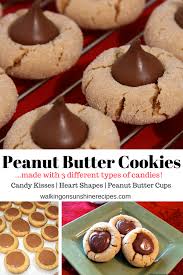 Peanut Butter Blossoms Cookies Made With 3 Types Of Candies From Walking On Sunshine Peanut Butter Carrot Cake Cheesecake Recipe Peanut Butter Blossom Cookies