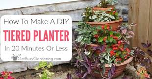 Fill all three stacked pots with potting soil, stopping a few inches from the rims. How To Make An Easy Diy Tiered Planter Get Busy Gardening