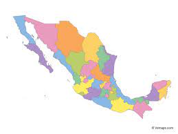Map of the southern baja penninsula in mexico showing major roads and towns. Multicolor Map Of Mexico With States Free Vector Maps