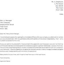 Compliance Officer Job Application Cover Letter Example Learnist Org