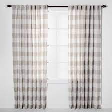 Plaid Light Filtering Window Curtain Panel Gray Cream Threshold Panel Curtains Window Curtains Plaid Curtains