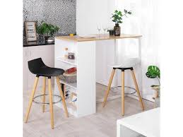 Meuble bas d angle cuisine comment bien choisir son produit. Bar Table Haute Mange Debout Rangement Chene Bois Metal Snackbar Cuisine Vente De Furniturer Conforama
