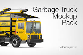 Garbage truck coloring pages are a fun way for kids of all ages to develop creativity, focus, motor skills and color recognition. Garbage Truck Mockup Pack In Handpicked Sets Of Vehicles On Yellow Images Creative Store