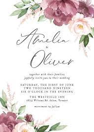 Mauve And Blush Floral Wedding Invitation With Gorgeous Typography Wedding Floral Wedding Invitations Mauve Wedding Invitations Wedding Ceremony Invitations