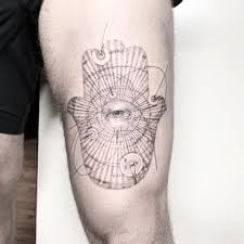 Eye Galaxy Geometric Linework Solar System Tattoo On Leg Thigh Id 834