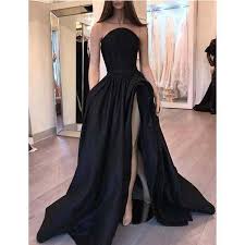 Elegant Black A Line Modest Strapless High Quality Hot Sale Prom Dresses Party Dress Eveni In 2020 Prom Dresses Sleeveless Black Evening Dresses Popular Prom Dresses