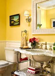 The mix of deeper blues, light blues and that creamy pale yellow work so well together. Yellow Bathroom Ideas Home Architec Ideas