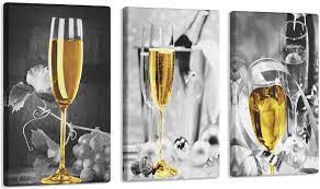 Sure, the table and chairs are most important. Buy 3 Pcs Wine Wall Art For Kitchen Decor Black And White Canvas Wine Glasses Paintings Wall Art Pictures With Wood Inner Frame For Dining Room Yellow Kitchen Decor And Accessories B