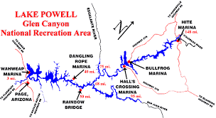 Map Of Lake Powell With Mile Markers In 2019 Lake Powell