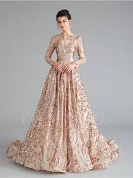 Check spelling or type a new query. A Linie Abendkleid Glitzer Ballkleid Langarm Rosegold Pailletten Mit Gurtel