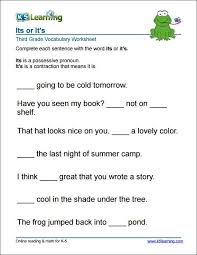 3rd grade it s or its worksheet vocabulary worksheets english worksheets pdf third grade vocabulary