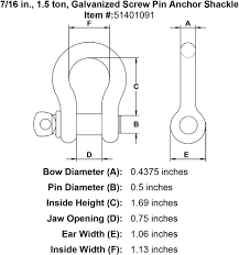 7 16 In 1 5 Ton Galvanized Screw Pin Anchor Shackle