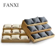Ucuz Fanxi Kati Ahsap Taki Saat Ekran Tutucu Ile Mikrofiber Ekle Vitrine Icin Bilezik Bileklik Taki Organizator Satin Kalite Taki Amb Bilezik Display Bileklik