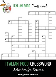 Check spelling or type a new query. Italian Food Crossword Elderly Activities Crafts Elderly Activities Crossword