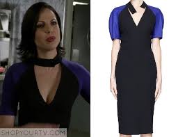Regina Mills Fashion Clothes Style And Wardrobe Worn On Tv Shows Black And Blue Dress Fashion Fashion Outfits