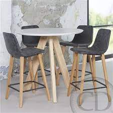 table haute de cuisine sandinave blanche tree table de bar ronde de style scandinave avec pietement en bois chene massif et son plat stehtisch tisch bartisch