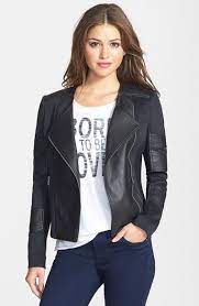 Two By Vince Camuto Collarless Faux Leather Knit Moto Jacket Nordstrom Leather Jacket Outfits Jackets For Women Jackets