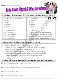 Many were content with the life they lived and items they had, while others were attempting to construct boats to. Icarly S1e2 Iwant More Viewers Worksheet Esl Worksheet By Kplsoju