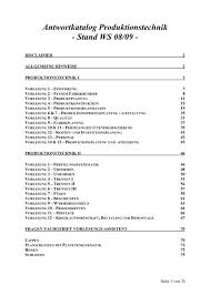 Der arbeitsplan stellt die reihenfolge und die dazu benötigten mittel und zeiten. Produktionstechnik Antworten Fragenkatalog Andreas F Raab