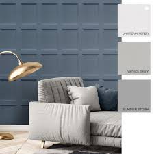 Browse our bedroom wallpaper today to find the perfect backdrop to help your sleep. Classic Wood Panel Wallpaper Blue Grey Wallpaper Bedroom Interior Wall Design Blue Panelling