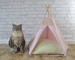 cat house cat cave cat bed cat basket cat teepee dog teepee cat tent with cushion japanese pattern copper light pink handmade tipi pour chat lit pour