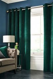 Emerald Green Soft Velour Eyelet Curtains Greenbedroom Emerald Green Living Room Green Curtains Living Room Living Room Green
