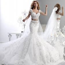 Yeni Balik Tasarim Gelinlik Modelleri Short Sleeve Wedding Dress Lace Two Piece Wedding Dress Mermaid Wedding Dress