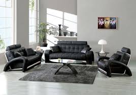 Living Room Design With Black Leather Sofa