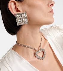 Collier Crystal Heart à ornements en argenté