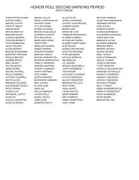 Honor Roll Second Quarter 2-11