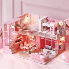Diy Doll House Wooden Doll Houses Miniature Dollhouse Furniture Kit Toys For Children Christmas Gift Dream Angel L026 Dollhouse Furniture Kits Diy Dollhouse Furniture Wooden Dollhouse
