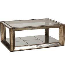 This gold flamingo rectangle mirrored coffee table will have you feeling like a queen in your living room! Rectangle Mirrored Coffee Table Coffee Tables Accent Tables Furniture Coffee Table Mirrored Coffee Tables Modern Wood Coffee Table