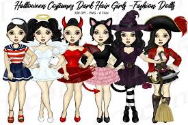 4.4 out of 5 stars. Halloween Girls Fashion Clipart Costume Dark Hair Graphics 352097 Illustrations Design Bundles