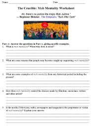 The Crucible Mob Mentality Worksheet One Of 2 Pages Http Www Teacherspaytea Teaching High School English Teaching American Literature Teaching High School