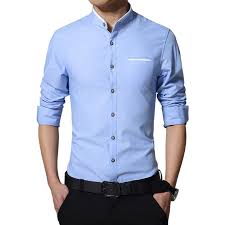 2016 New Fashion Casual Men Shirt Long Sleeve Stand Color Slim Fit Shirt Men Korean Business Mens Dress Shirt Mens Shirt Dress Casual Shirts For Men Men Casual
