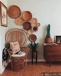Chic Corner Featuring A Peacock Chair And A Collection Of Woven Baskets Boho Room Decor Boho Living Room Decor Decor