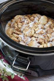 Crock Pot Cinnamon Roll Casserole Wishes And Dishes Recipe Crockpot Breakfast Recipes Breakfast Dishes