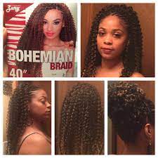 Bohemian Crochet Hair Braided In The Front And Crocheted In The Back Then Put Into A Ponytail Or A Bun Box Braid Hair Loose Hairstyles Butterfly Hair Clip