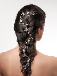 Bridal headpiece, wedding hair accessory for a boho wedding, silver bridal headpiece hair clip, decorated with swarovski crystals and pearls. Wedding Hair Vines Bridal Hair Pieces Collection Tiarasandteirs